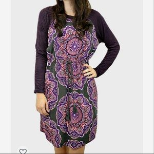 Euc summer weight Uncle Frank purple Paisley Long sleeve midi Dress
